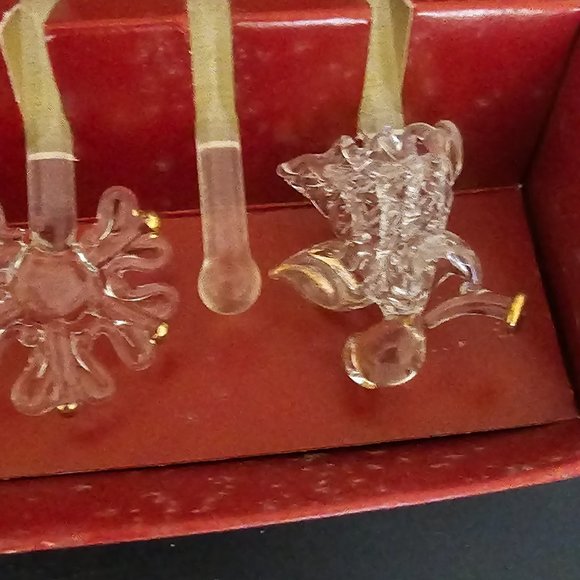 NIB Boston Warehouse Blown Glass Christmas Swizzle Stirs Reindeer Tree Snowflake - Picture 4 of 5